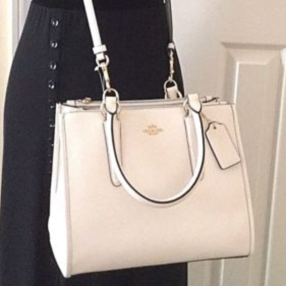 NWT COACH Crossgrain Leather Tote Crossbody Chalk - Picture 7 of 8